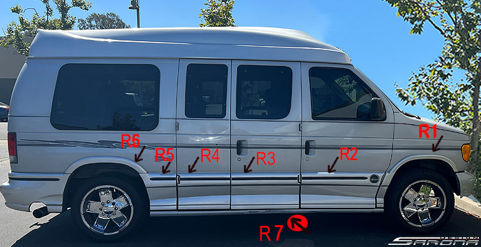 Custom Ford Econoline Van  Short Wheel Base Side Skirts (1992 - 2007) - $2290.00 (Part #FD-016-SS)